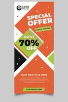 Sale roll up banner template design big special offer to 70 off vector illustration