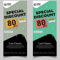 Discount roll-up banner template design Set of modern vertical banner template design. Brochure flyer design. vector