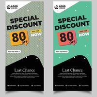 Discount roll-up banner template design Set of modern vertical banner template design. Brochure flyer design. vector