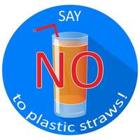 Say no to plastic straws concept banner with a drinking glass. Save the earth and good environment concept. vector