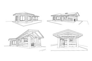 Gazebo frame with bbq grill vector illustration. Detailed architectural plan