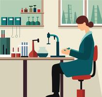 Laboratory worker making tests, vector illustration