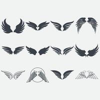 wings icon set vector