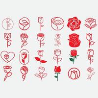 collection of rose flower logos vector