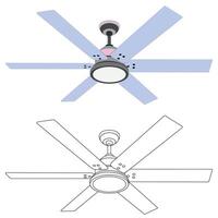 6 blade Ceiling Fan with light, remote control vector illustration eps