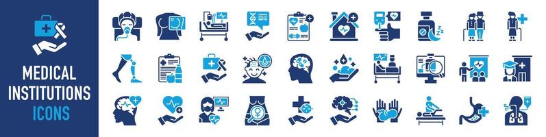 Medical institutions icon set. Health care service symbol collection. Vector icons illustration.