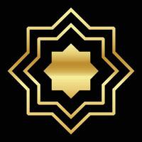 Golden star on black background. Islamic art. Vector illustration