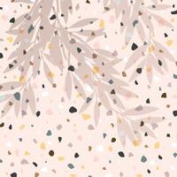 Venetian style terrazzo tile flooring plus a gray shadow layer of natural leaves tree branch. Vector background