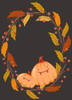 Dark halloween hand drawn vector background with funny pumpkins