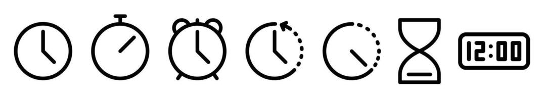 Time and clock icon set. vector