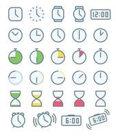 Icon set of various types of clocks and time. vector