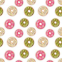 Seamless vector pattern of colorful hand drawn donuts, flat lay