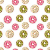 Seamless vector pattern of colorful hand drawn donuts, flat lay