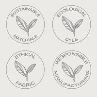 Vector set of linear icons related to sustainable eco friendly fabric manufacturing