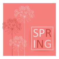 Spring botanical Vector background with lettering in frame and hand drawn carrot flowers