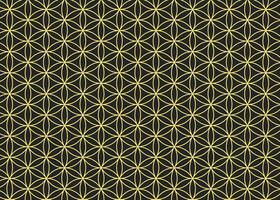 Abstract dark grey and yellow flower of life seamless pattern. Outline genesis sacred geometry texture vector template.