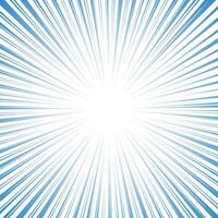 Blue and white radial speed oncoming lines. Abstract background with sun rays. Vector illustration.