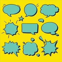 Set of comic speech bubbles on yellow background. vector