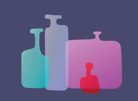 Transparent colorful abstract bottles vector illustration