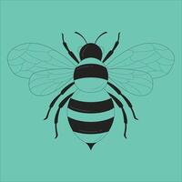 A bee on a blue background with black wings. vector