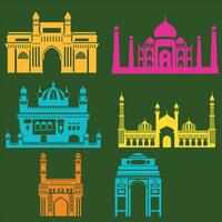 India landmarks vector. vector