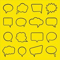 A set of speech bubbles on a yellow background. vector