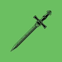 A sword on a green background. vector