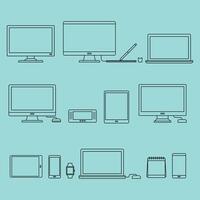 Computer, tablet, phone, laptop, monitor, mouse, keyboard, mouse, tablet, phone. vector
