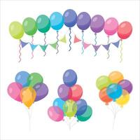 Colorful balloons and bunting on a white background. vector