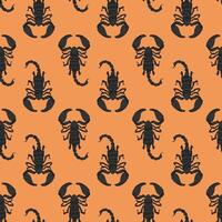 Seamless vector pattern with a hand drawn scorpion