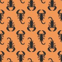 Seamless vector pattern with a hand drawn scorpion