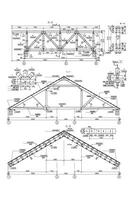 Detailed architectural plan of roof beams and plates, vector