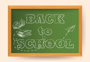 Back to school hand drawn lettering with school items and elements vector banner design.