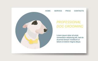 Professional pet grooming website landing page template vector