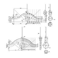 Detailed architectural fronton plan of multistory building Vector blueprint. Architectural background.