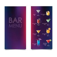 Cocktail bar menu template. Vector