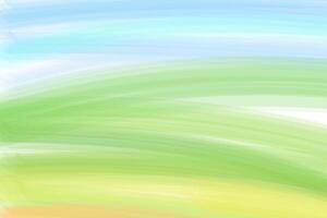 paisaje con verde césped campo y azul cielo mano dibujado acuarela textura resumen antecedentes vector horizontal ilustración. minimalista tarjeta frontera pintado ver colinas manchas, despejado clima