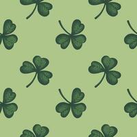 Clovers Saint Patrick's day seamless pattern engraved shamrock sketch repeating background hand drawn vector illustration design for St. Patrick's Irish festival for flyer card paper textile wrapping