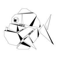 Black and white vector illustration of an abstract fish