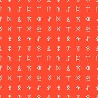 Hand drawn red seamless pattern with  runes and runic alphabet vector