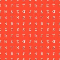 Hand drawn red seamless pattern with  runes and runic alphabet vector