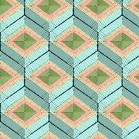 Seamless geometrical hexagonal vector pattern, satin stitch embroidery