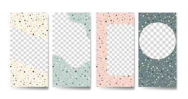 Vector set of Venetian style terrazzo social media stories design templates, background, banners, mobile story wallpaper layout