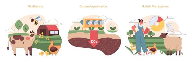 Regenerative Agriculture approach set. vector