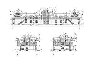 Set of detailed facade elements with measurements, architecture, vector