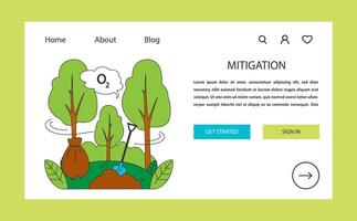 Restoration of biosphere web banner or landing page. Reforestation vector