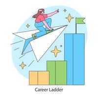 Career ladder. Ascent to success and goal achievement with ambition vector