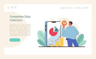 Competitor Data Collection concept. A marketer analyzes market share vector