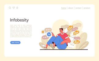 Infobesity concept. Flat vector illustration