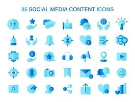 Social Media Content icons set. Array of digital engagement and network interaction icons. vector